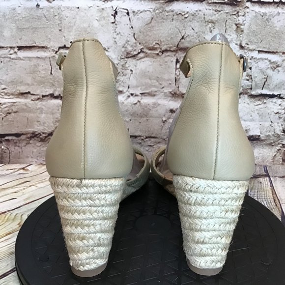 Splendid Womens Beige Woven Leather Open Toe Ankle Strap Jute Wedge Sandals 9 M - Picture 3 of 9